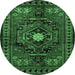 Round Persian Emerald Green Traditional Rug, tr222emgrn