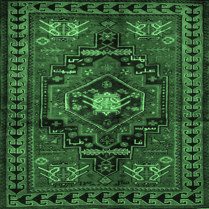 Square Machine Washable Persian Emerald Green Traditional Area Rugs, wshtr222emgrn
