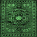 Square Machine Washable Persian Emerald Green Traditional Area Rugs, wshtr222emgrn