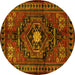 Round Persian Yellow Traditional Rug, tr222yw