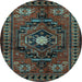 Round Persian Light Blue Traditional Rug, tr222lblu