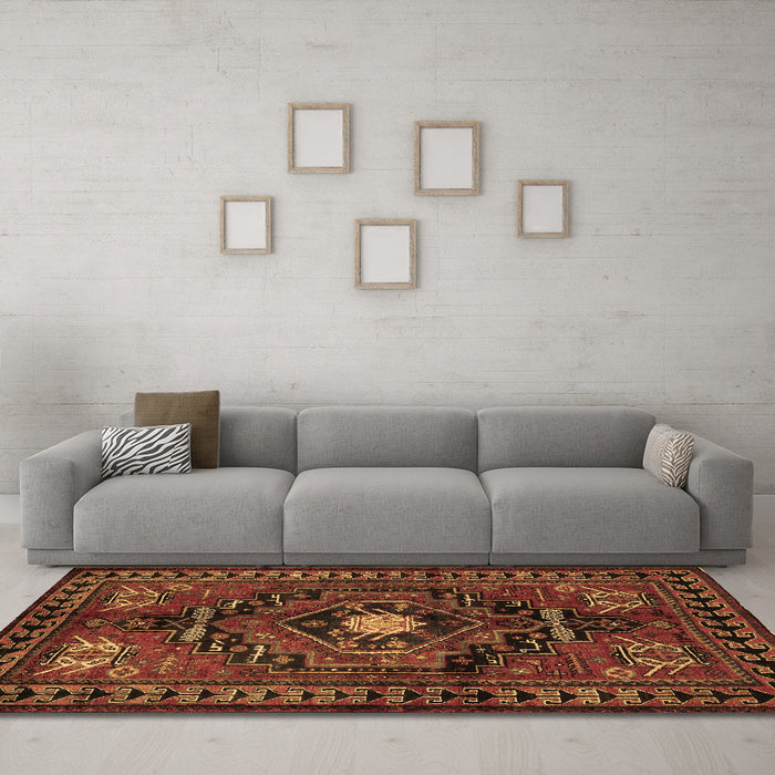Machine Washable Persian Brown Traditional Rug in a Living Room,, wshtr222brn
