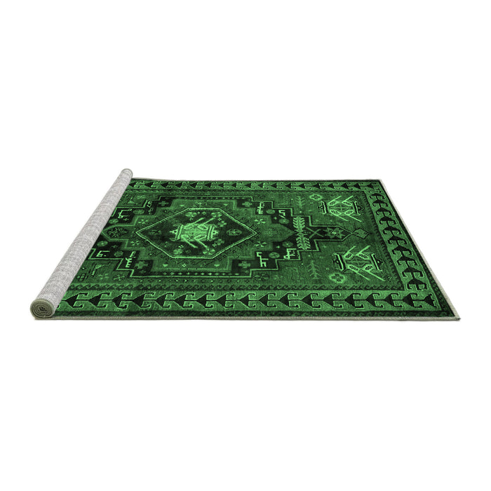 Sideview of Machine Washable Persian Emerald Green Traditional Area Rugs, wshtr222emgrn