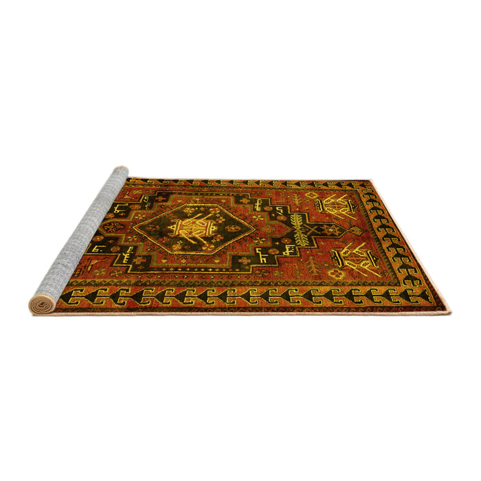 Sideview of Machine Washable Persian Yellow Traditional Rug, wshtr222yw