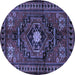 Round Persian Blue Traditional Rug, tr222blu