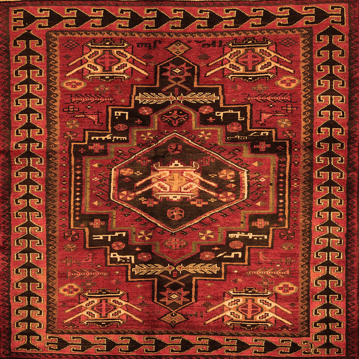 Round Machine Washable Persian Orange Traditional Area Rugs, wshtr222org