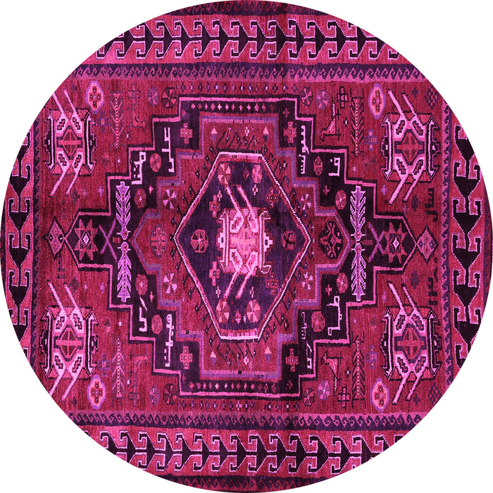 Round Machine Washable Persian Pink Traditional Rug, wshtr222pnk