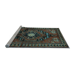 Sideview of Machine Washable Persian Light Blue Traditional Rug, wshtr222lblu