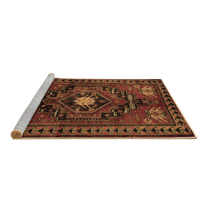 Sideview of Machine Washable Persian Brown Traditional Rug, wshtr222brn
