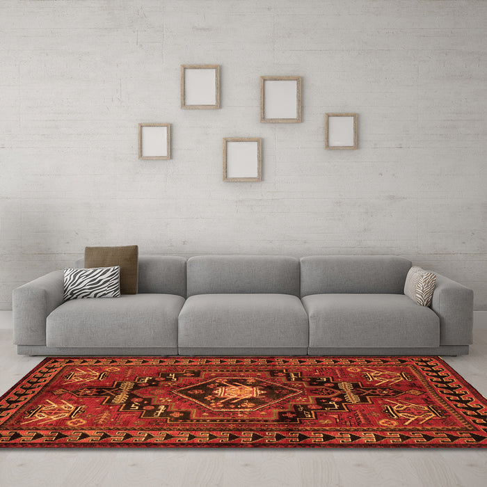 Machine Washable Persian Orange Traditional Area Rugs in a Living Room, wshtr222org