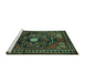 Sideview of Machine Washable Persian Turquoise Traditional Area Rugs, wshtr222turq