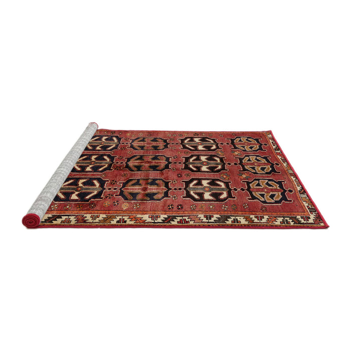 Sideview of Machine Washable Traditional Crimson Red Rug, wshtr223
