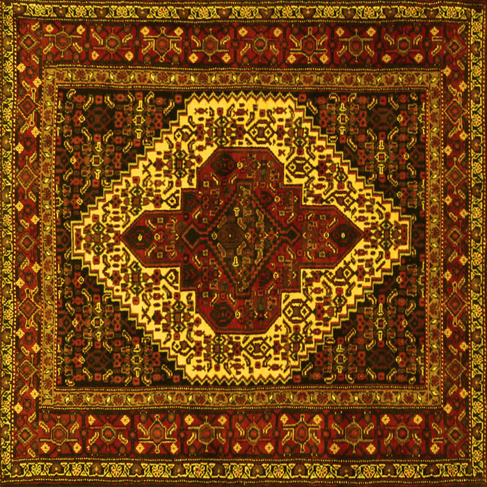 Square Machine Washable Persian Yellow Traditional Rug, wshtr2230yw
