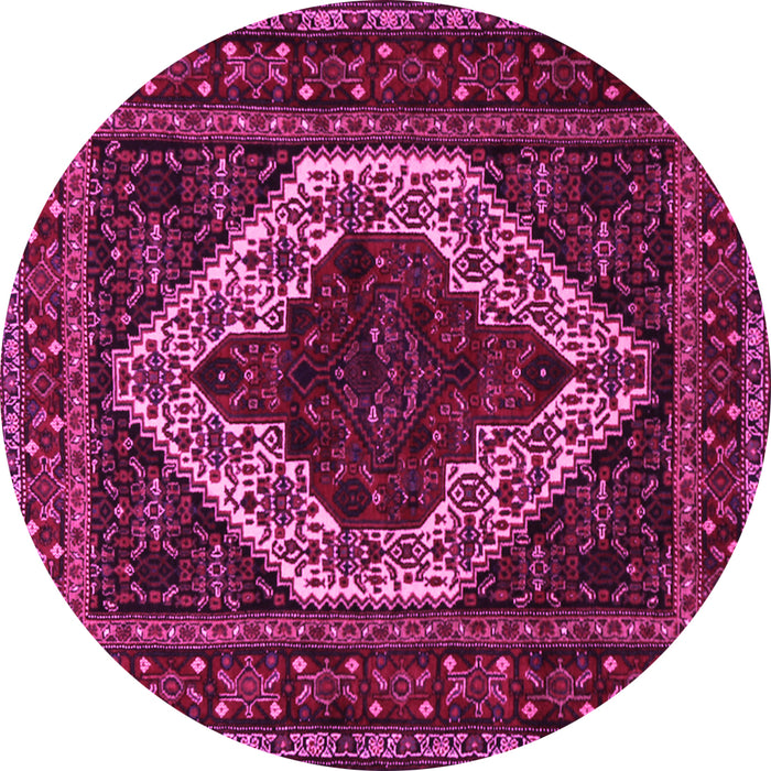 Round Machine Washable Persian Pink Traditional Rug, wshtr2230pnk