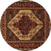 Round Persian Brown Traditional Rug, tr2230brn