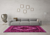 Machine Washable Persian Pink Traditional Rug, wshtr2230pnk