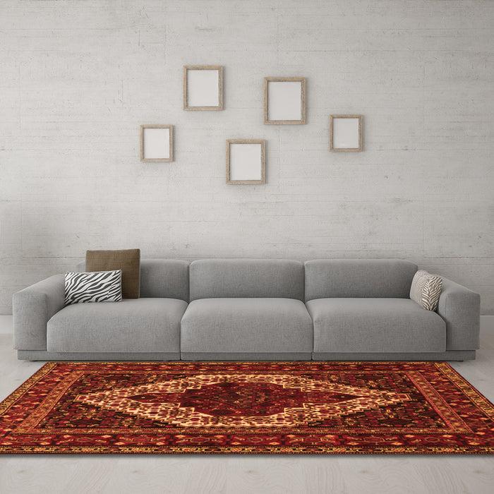 Machine Washable Persian Orange Traditional Area Rugs in a Living Room, wshtr2230org