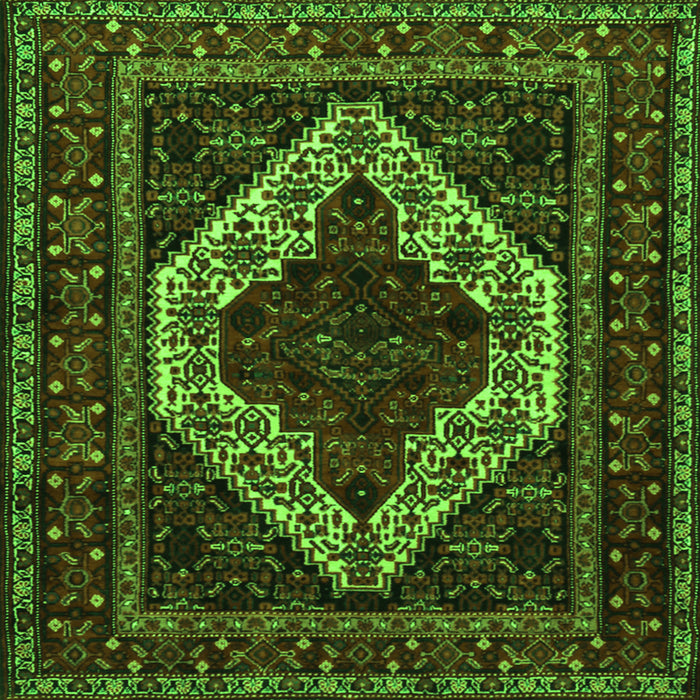 Round Machine Washable Persian Green Traditional Area Rugs, wshtr2230grn