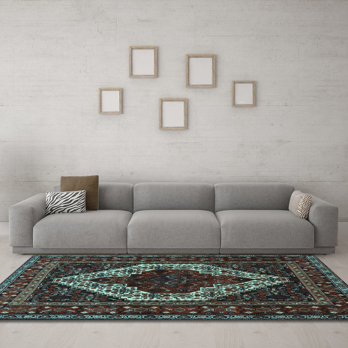 Machine Washable Persian Light Blue Traditional Rug in a Living Room, wshtr2230lblu