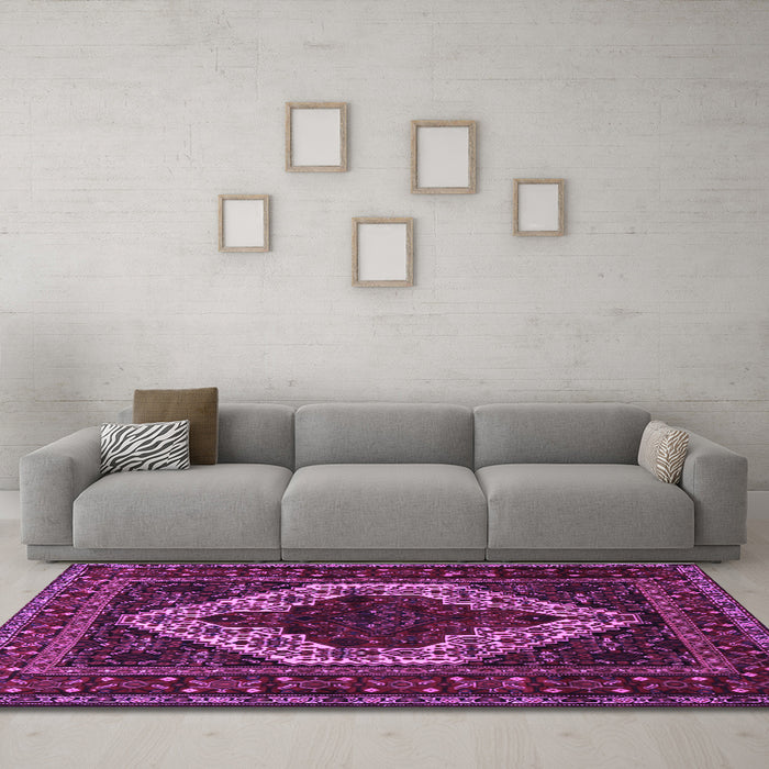 Machine Washable Persian Purple Traditional Area Rugs in a Living Room, wshtr2230pur