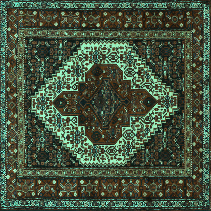 Square Machine Washable Persian Turquoise Traditional Area Rugs, wshtr2230turq