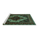 Sideview of Machine Washable Persian Turquoise Traditional Area Rugs, wshtr2230turq