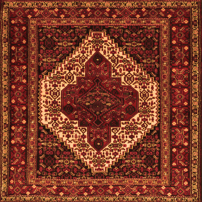 Round Machine Washable Persian Orange Traditional Area Rugs, wshtr2230org