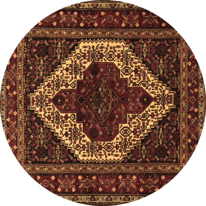 Round Machine Washable Persian Brown Traditional Rug, wshtr2230brn