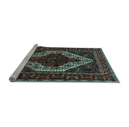 Sideview of Machine Washable Persian Light Blue Traditional Rug, wshtr2230lblu