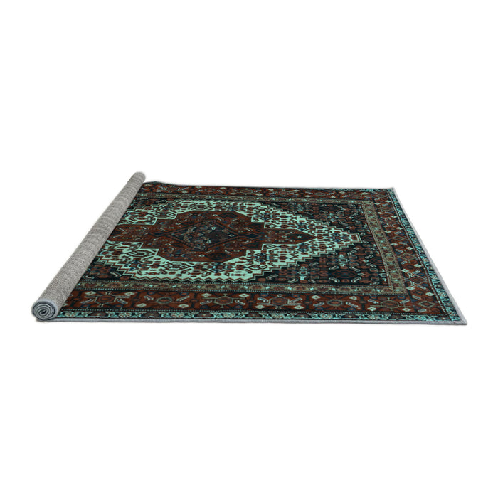 Sideview of Machine Washable Persian Light Blue Traditional Rug, wshtr2230lblu