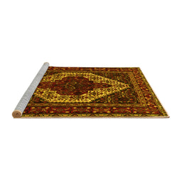 Sideview of Machine Washable Persian Yellow Traditional Rug, wshtr2230yw