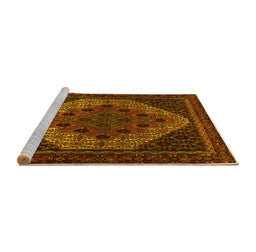 Sideview of Machine Washable Persian Yellow Traditional Rug, wshtr2231yw