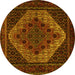 Round Persian Yellow Traditional Rug, tr2231yw