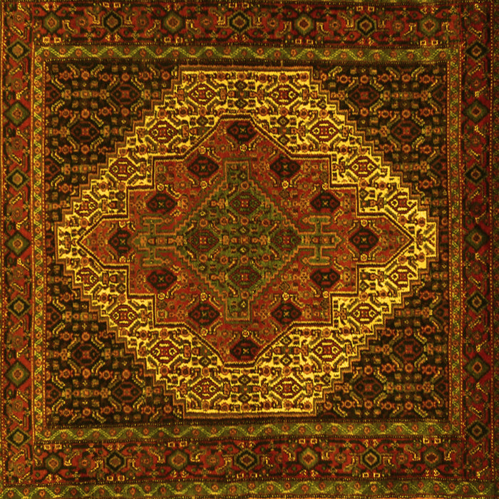 Square Machine Washable Persian Yellow Traditional Rug, wshtr2231yw