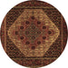 Round Machine Washable Persian Brown Traditional Rug, wshtr2231brn