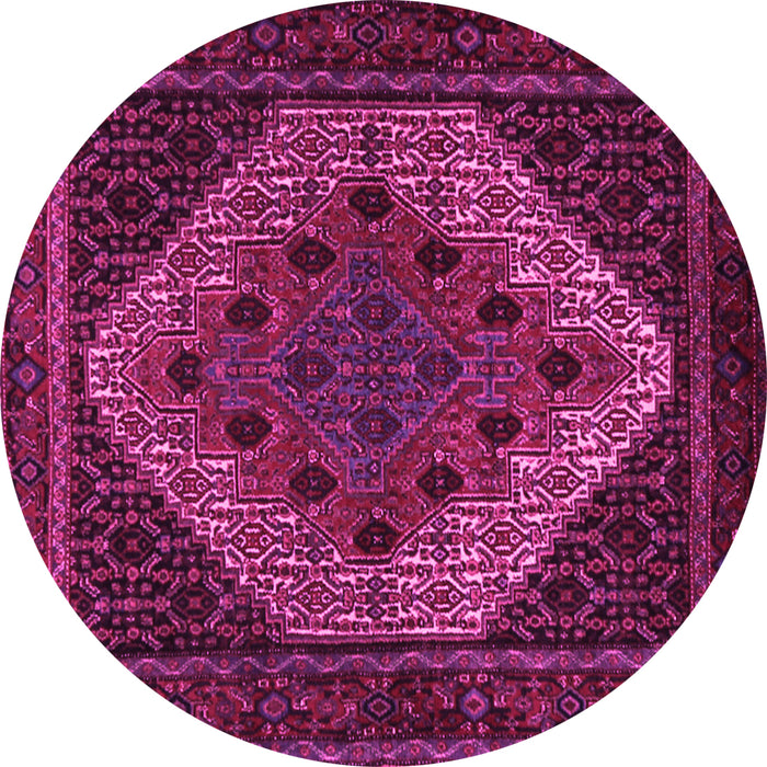 Round Machine Washable Persian Pink Traditional Rug, wshtr2231pnk