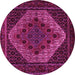 Round Machine Washable Persian Pink Traditional Rug, wshtr2231pnk