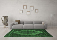 Machine Washable Persian Emerald Green Traditional Rug, wshtr2231emgrn