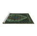 Sideview of Machine Washable Persian Turquoise Traditional Area Rugs, wshtr2231turq