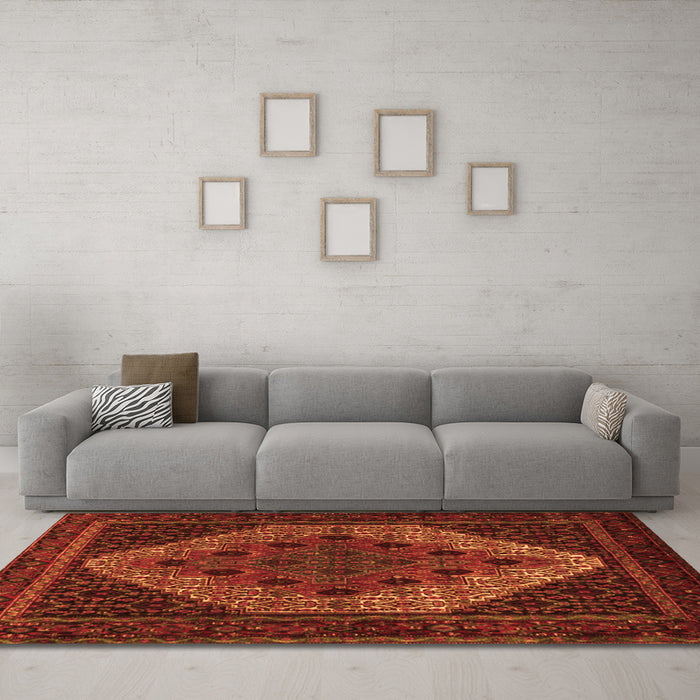 Machine Washable Persian Orange Traditional Area Rugs in a Living Room, wshtr2231org
