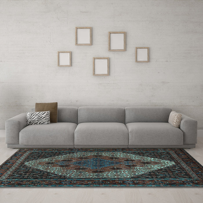 Machine Washable Persian Light Blue Traditional Rug in a Living Room, wshtr2231lblu