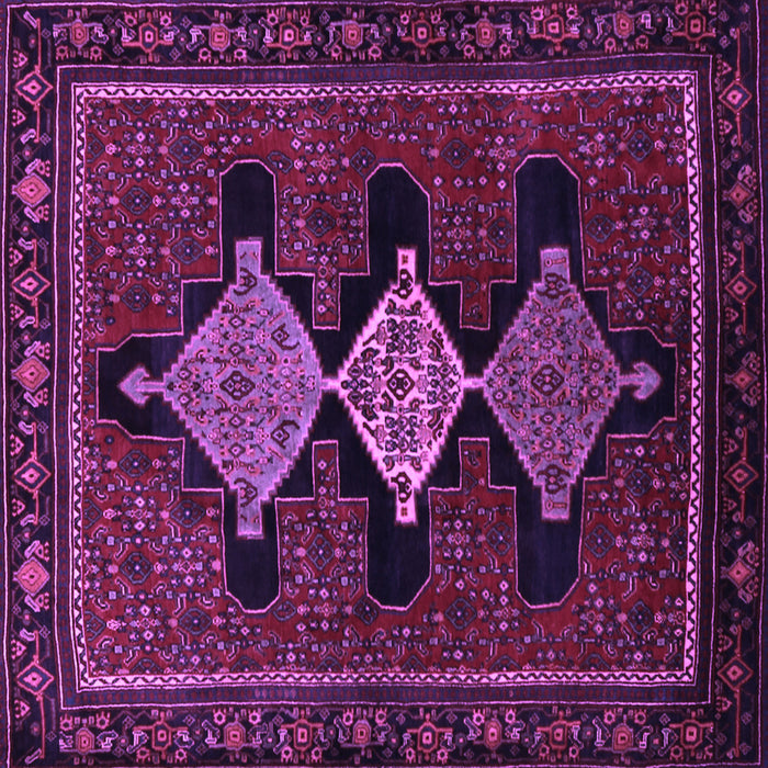 Square Machine Washable Persian Purple Traditional Area Rugs, wshtr2232pur