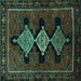 Square Persian Turquoise Traditional Rug, tr2232turq