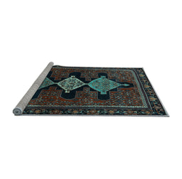 Sideview of Machine Washable Persian Light Blue Traditional Rug, wshtr2232lblu