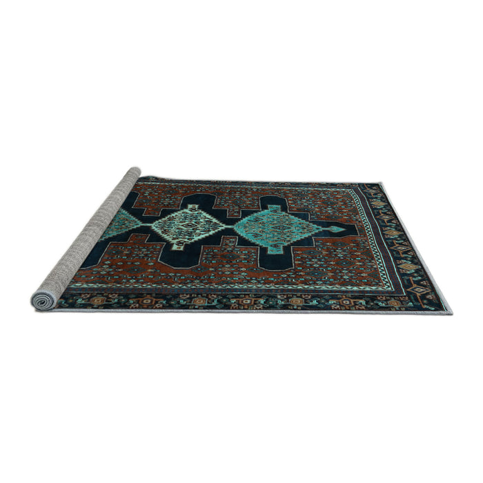 Sideview of Machine Washable Persian Light Blue Traditional Rug, wshtr2232lblu