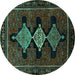 Round Persian Turquoise Traditional Rug, tr2232turq