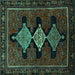 Square Machine Washable Persian Turquoise Traditional Area Rugs, wshtr2232turq