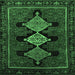 Square Machine Washable Persian Emerald Green Traditional Area Rugs, wshtr2232emgrn