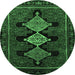 Round Persian Emerald Green Traditional Rug, tr2232emgrn