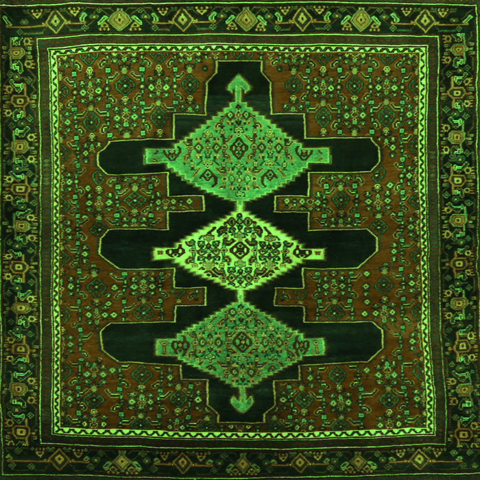 Round Machine Washable Persian Green Traditional Area Rugs, wshtr2232grn